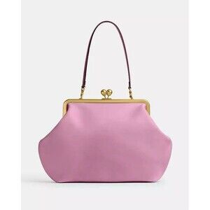 COACH Big Large Kisslock Rose Kiss Lock Pink  Frame Bag Nwt
